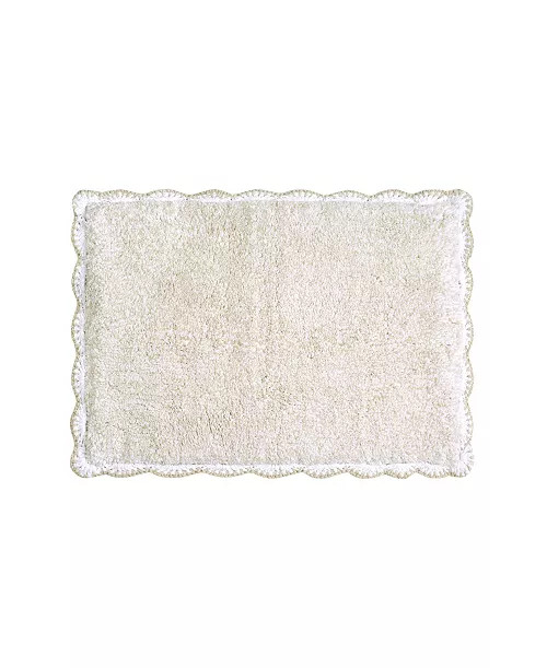 Laura Ashley Heathered Crochet Border Cotton Bath Rug - Macy's | Macy's
