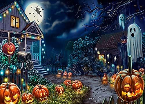 Halloween Haunted House Puzzle for Adults 1000 Pieces,White Ghost Spooky Leafless Trees and Pumpk... | Amazon (US)