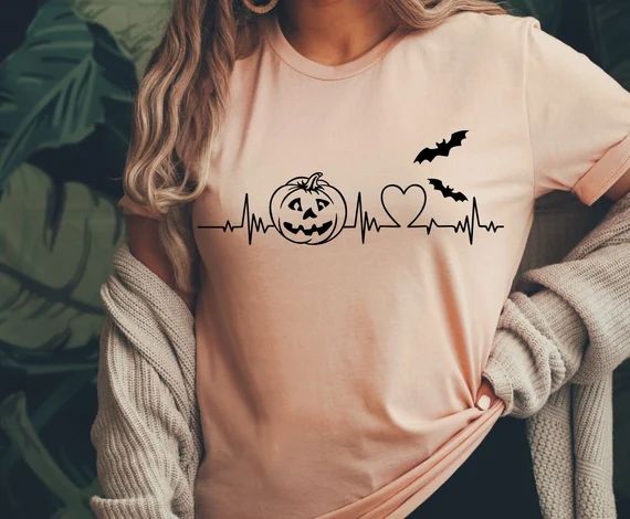 Pumpkin Heartbeat Shirt Halloween Pumpkin Shirt Halloween - Etsy | Etsy (US)
