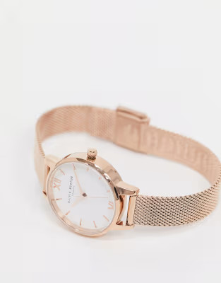 Olivia Burton white dial midi mesh watch in rose gold | ASOS (Global)
