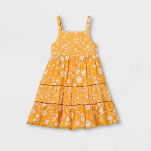 Toddler Girls' Floral Tiered Tank Dress - Cat & Jack™ Gold | Target