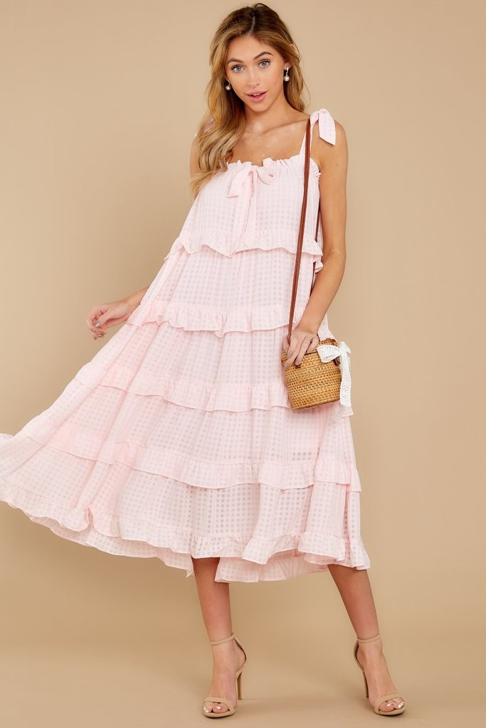 Never Say Never Light Pink Midi Dress | Red Dress 