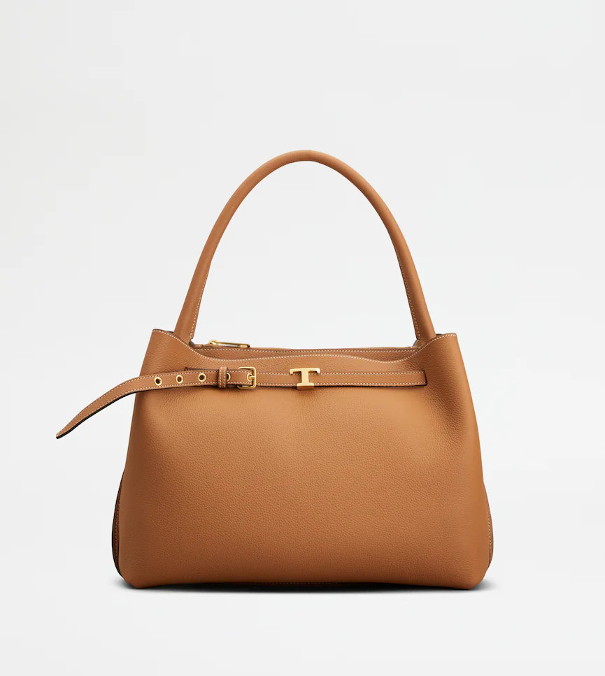 T Signature Handbag in Leather Small | Tods