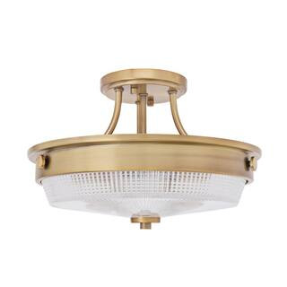 Aspen Creative Corporation 13 in. 3-Light Heirloom Semi-Flush Mount with Patterned Glass Shade 63... | The Home Depot