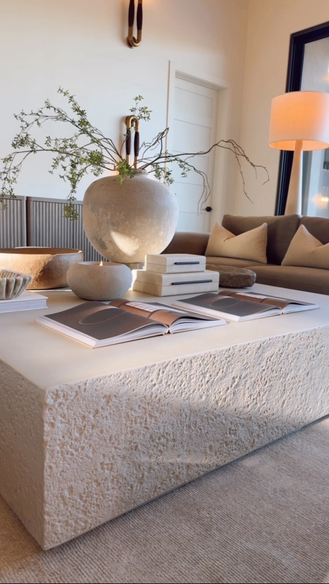 Still can’t get over how this space came together. The soft tones, cozy textures, and lighting make it feel so calm and inviting.🤍

#neutralhome #moderninteriors #cozyspaces #earthytones #warmminimalstyle

#LTKHome #LTKStyleTip