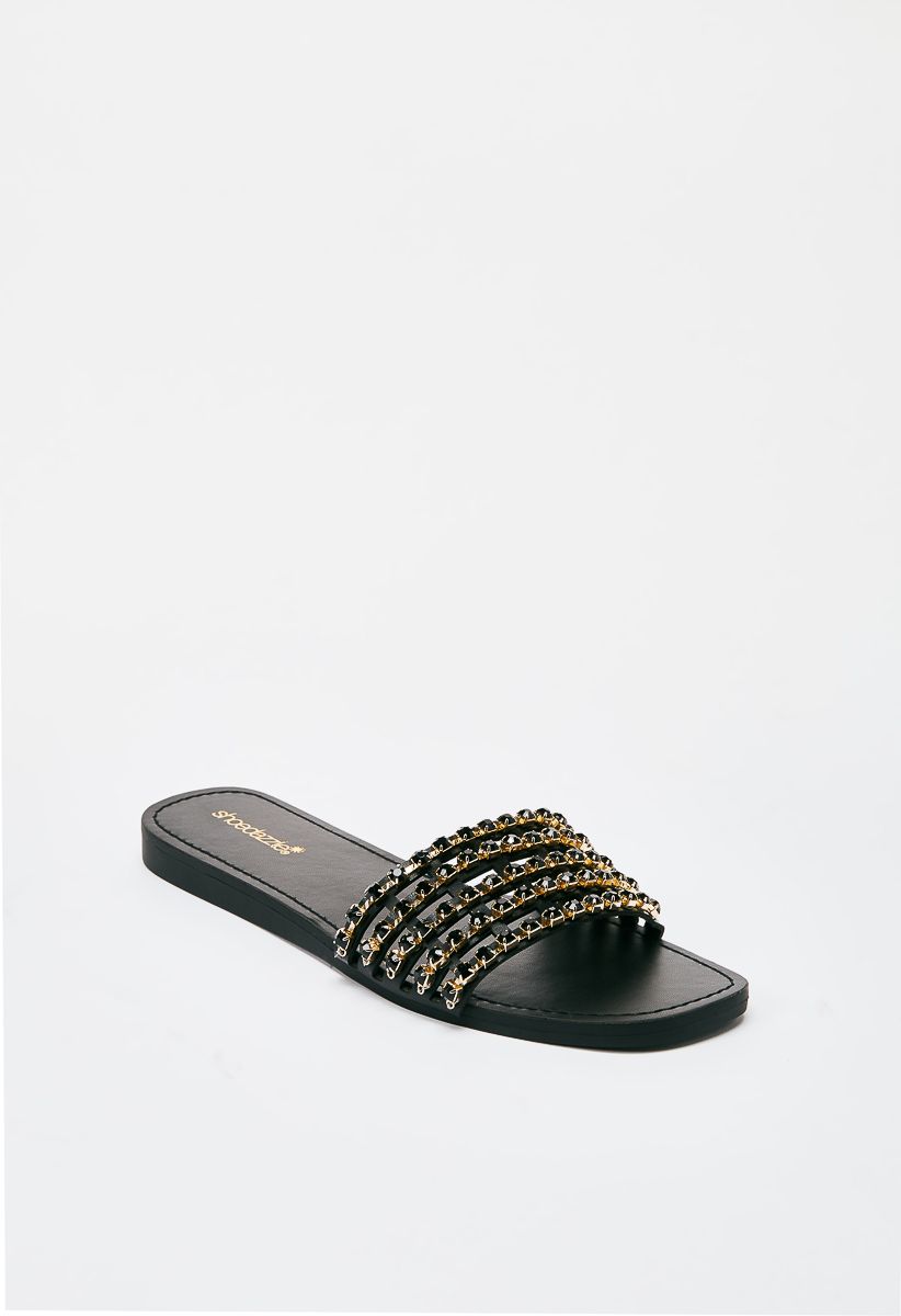Stella Embellished Slide Sandal | ShoeDazzle