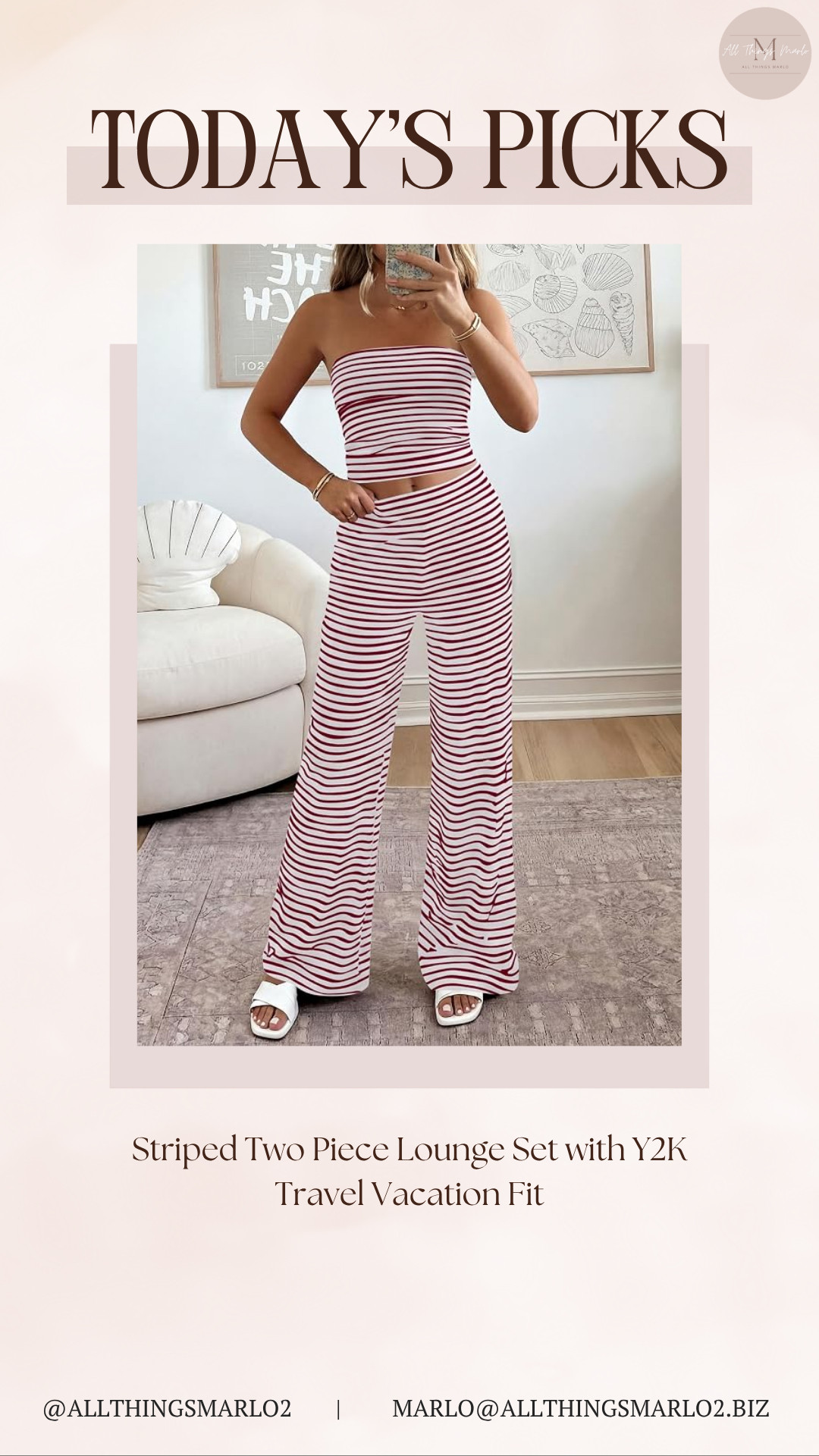 Striped Two Piece Lounge Set with Y2K Travel Vacation Fit 

 #LTKSeasonal #LTKWorkwear #LTKTravel