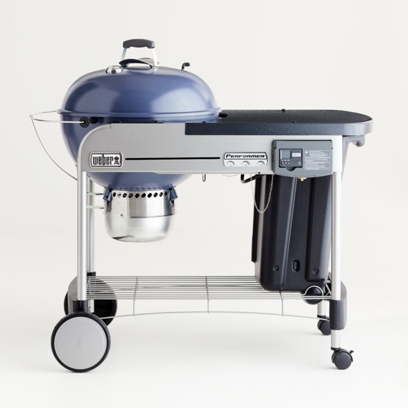 Weber Slate Blue Performer Deluxe Charcoal Grill + Reviews | Crate and Barrel | Crate & Barrel