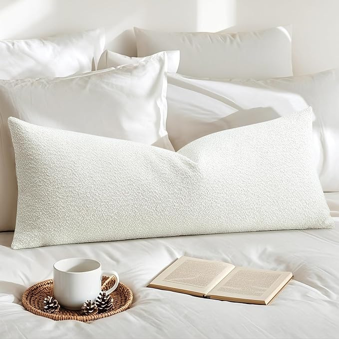 OTOSTAR Set of 1 Textured Boucle Long Lumbar Throw Pillow Cover Rectangle Pillow Case Cozy Soft D... | Amazon (US)