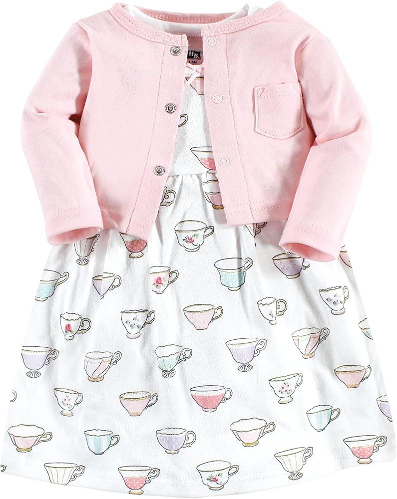 Hudson Baby Baby Girls' Cotton Dress and Cardigan Set | Amazon (US)
