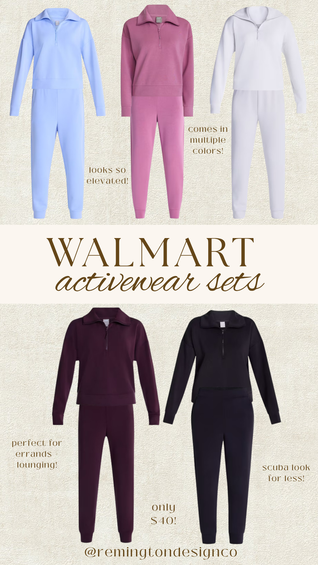 These Walmart activewear sets look so elevated for just $40! The matching half-zip and joggers make an easy outfit for errands, travel, or lounging, and they come in so many good colors!


Walmart activewear sets - Walmart matching sets - affordable activewear - half zip pullover - matching jogger set - comfy travel outfit - casual errand outfit - scuba style set for less

 

 #LTKootd #LTKmomlife #LTKSeasonal
