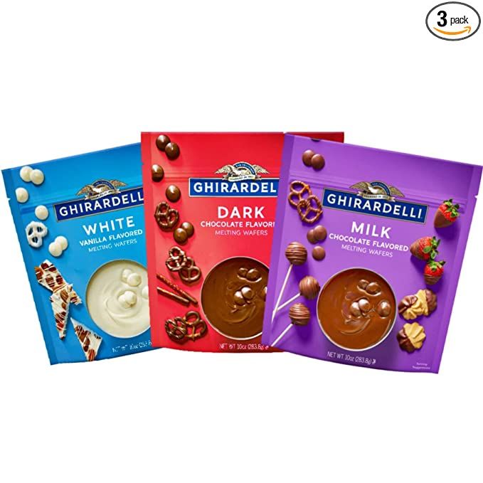 Ghirardelli Melting Chocolate Wafers Baking Variety Pack with Dark White Milk Chocolates for Hall... | Amazon (US)