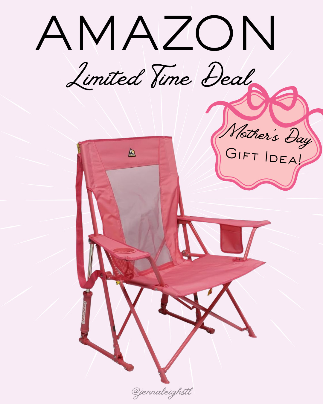 Amazon limited time deal, 20% off this GCI Outdoor Comfort Pro Rocker camping chair in blush. Such a cute and practical pick, perfect for games and outdoor events, and it arrives before Mother’s Day so it makes a great gift idea. 

 #LTKMothersDay #LTKmomlife #LTKSaleAlert