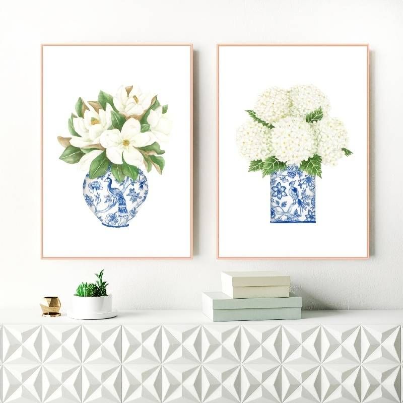 Blue White China Magnolia Hydrangea Painting Chinoiserie - Temu | Temu Affiliate Program