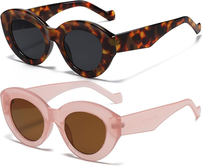 AIEYEZO Oversized Cat Eye Sunglasses for Women Cute Oval Thick Frame Cateye Sun Glasses Chic Retr... | Amazon (US)