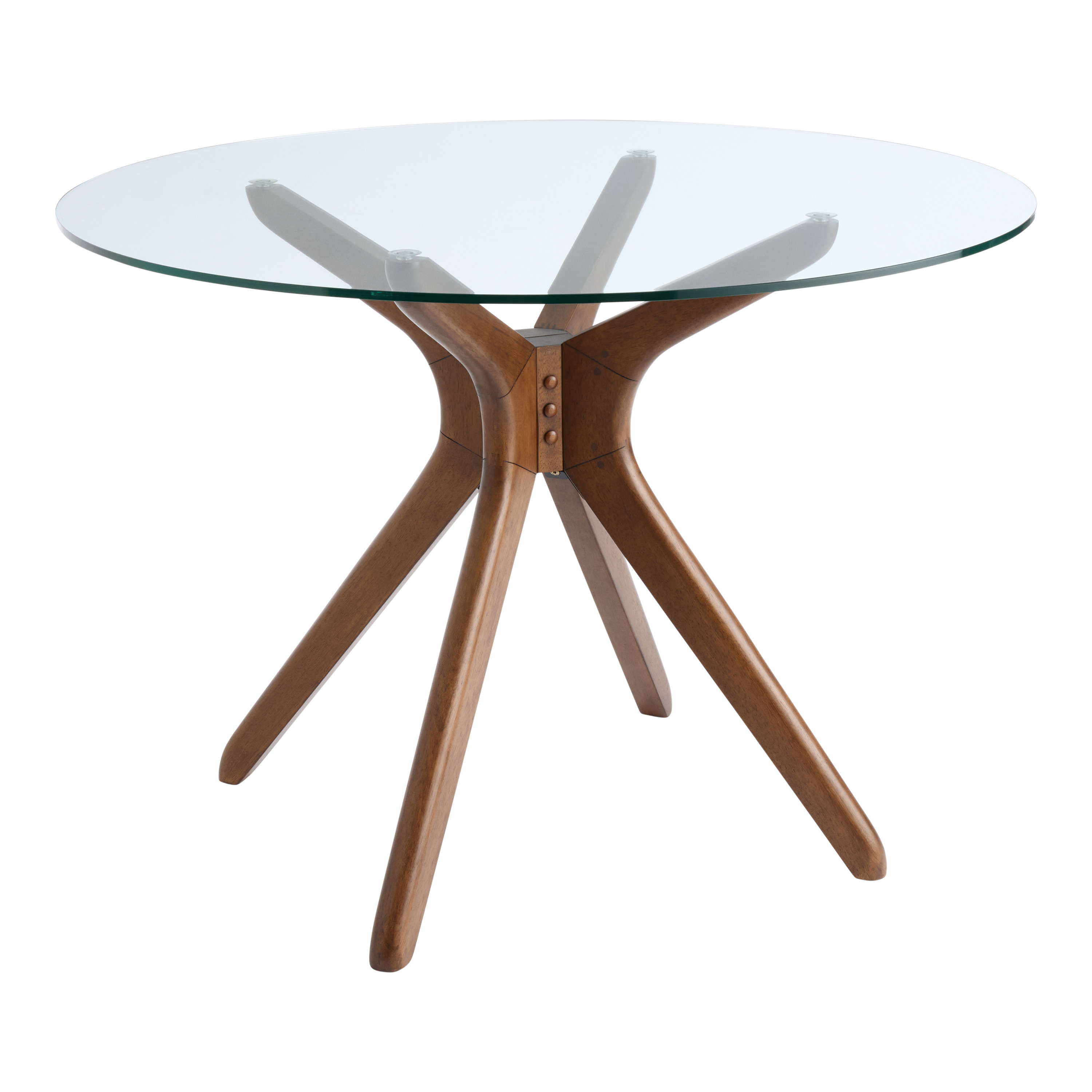Bexley Round Glass and Dark Walnut Mid Century Dining Table | World Market