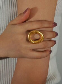 1PC18KGoldplatedA Ring Made Of Stainless Steel | SHEIN