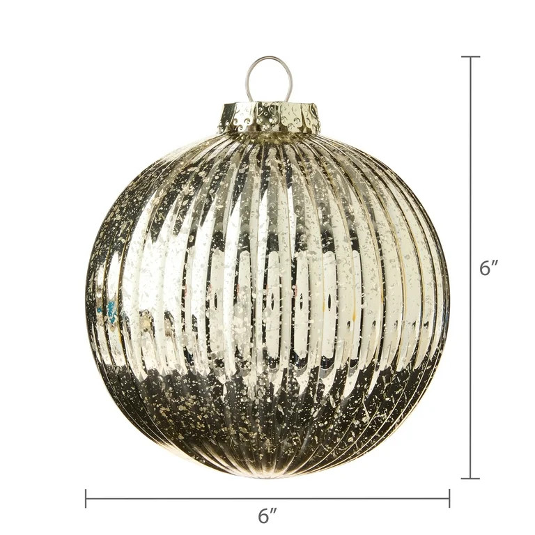 4-Count Gold Vintage-Style Shatterproof Christmas Ornaments, 5.9 in, by Holiday Time | Walmart (US)
