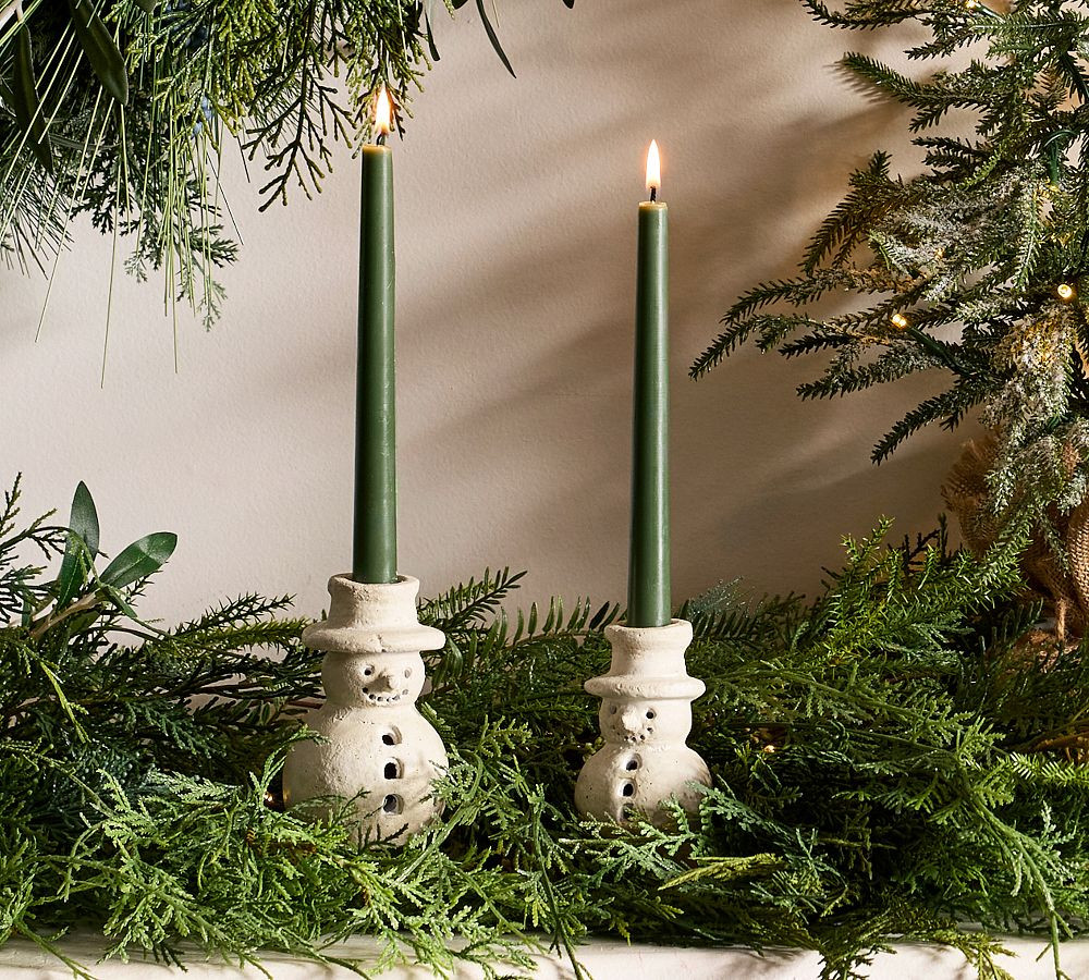 Terracotta Snowman Candle Holder | Pottery Barn (US)