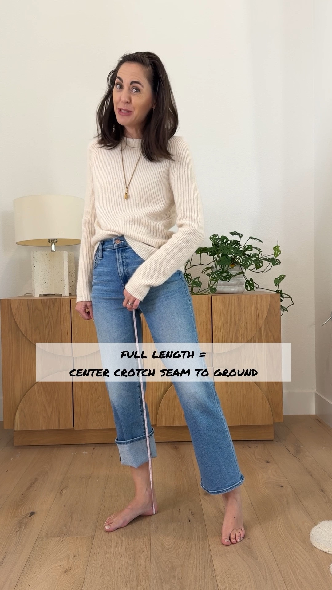 No matter how many options you have it’s always easier to get dressed if your jeans are one of two lengths.

1. Cropped/ankle length.
2. Long 

To find your ideal long length inseam add the height of your lowest heel to your full length inseam, then minus 1/2”

Bonus tip if you combine either of these lengths with a jean that has an opening between 16 and 20 inches you will be able to wear them with any shoe you want.

These are some of my current favorites!