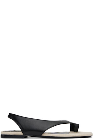 Black Leather Thong Sandals | SSENSE