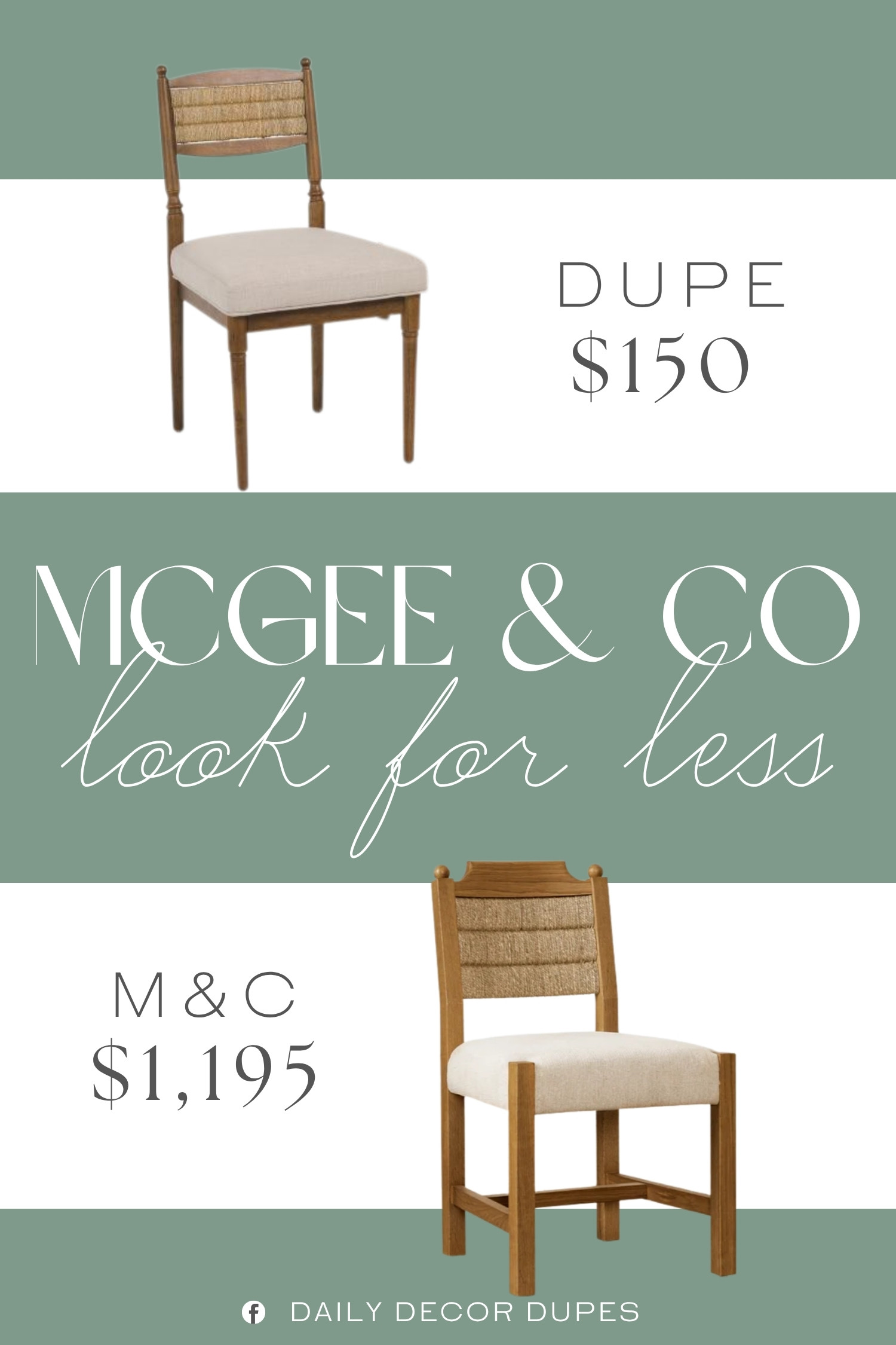 The McGee & Co. Alberta Dining Chair combines a warm wood frame, woven backrest, and softly upholstered seat for a look that feels relaxed yet refined. Its slender silhouette adds character around the dining table without visually weighing down the room, making it a lovely fit for coastal, traditional, organic modern, and collected interiors. A similar style around $150, compared with the $1,195 designer piece, brings this timeless look to the table at a much more approachable price. 🪑✨🏡

Home more affordable option find similar look for less budget friendly affordable cheap cheaper beautiful pretty. Clearance sale coupon code discount code promo code luxury Inspo inspiration inspired by idea ideas Love like these? I share multiple every day in my FB group.
#McGeeAndCoInspired #AlbertaDiningChair #DiningChair #WoodDiningChair #WovenBackChair #UpholsteredDiningChair #DiningRoomFurniture #DiningRoomInspo 

 #LTKHome