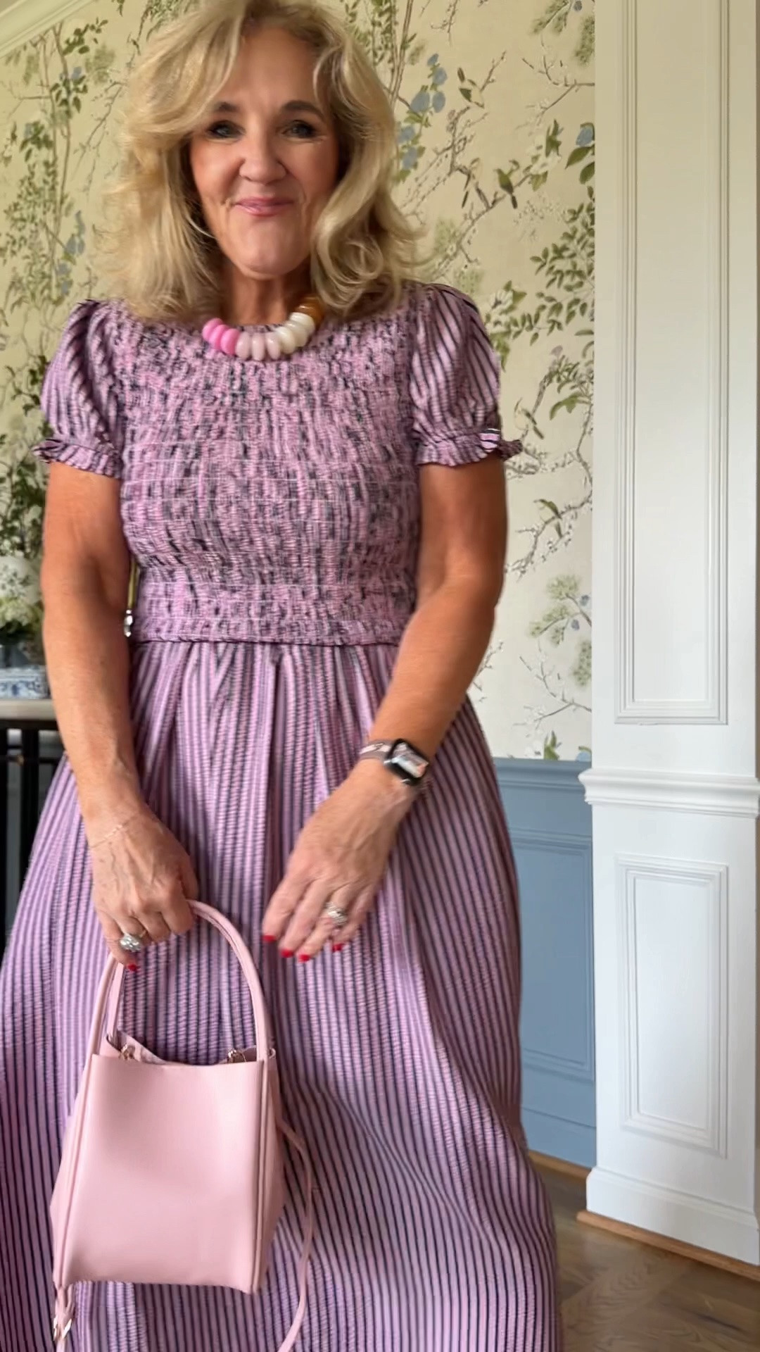 Anthropologie 20% off code on orders $100 or more  NANETTE20
Dress size medium I probably would have ordered the petite so that it wouldn’t sit as low on my hips. But I like it both ways and I just added a belt to blouse it a bit at the waist.
Love this color it also comes in a solid and a couple of different color stripes
These block  heel sandals are really comfortable. I love the neutral color.

#LTKSaleAlert #LTKOver40 #LTKootd