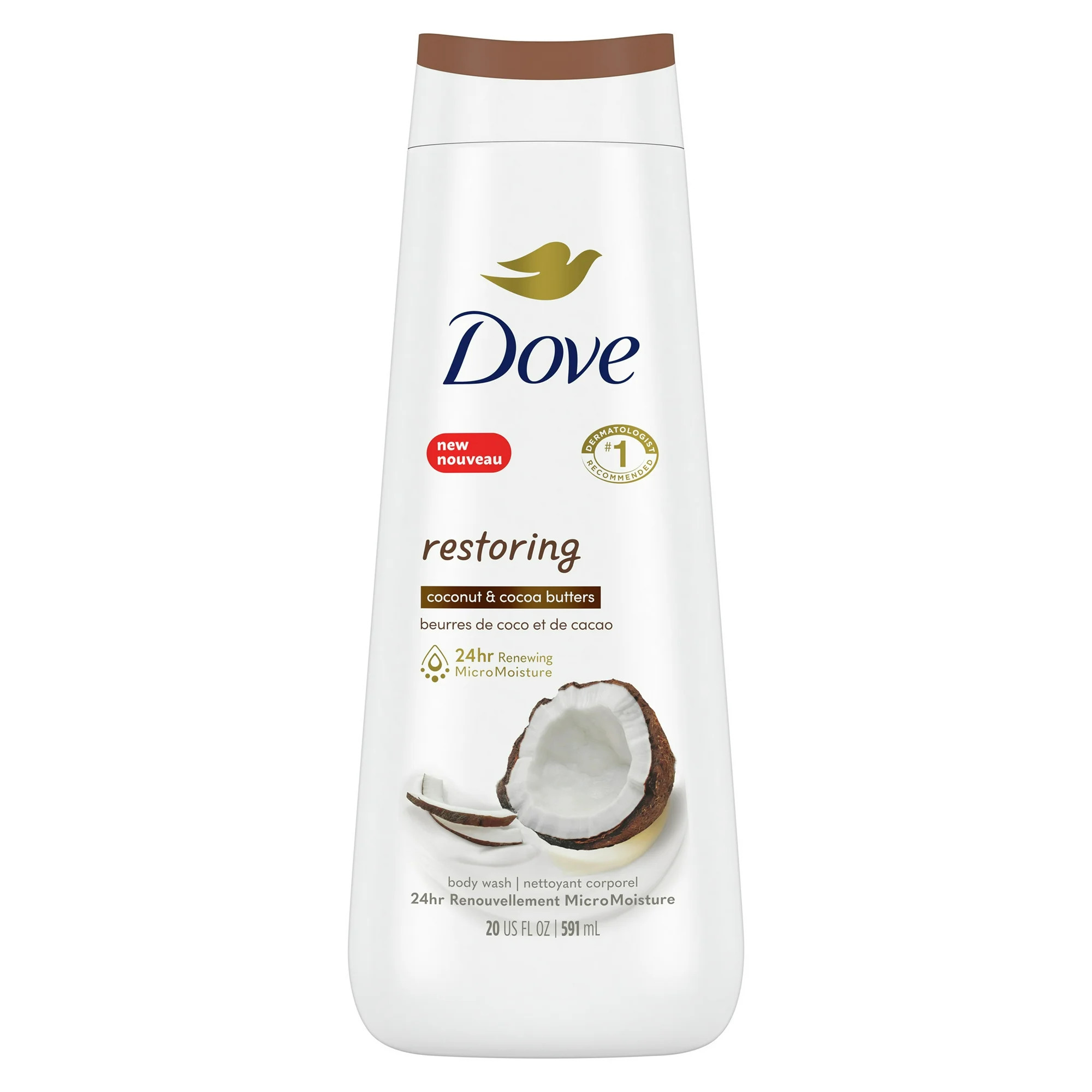Dove Restoring Coconut and Cocoa Butter Liquid Body Wash, 20 oz | Walmart (US)