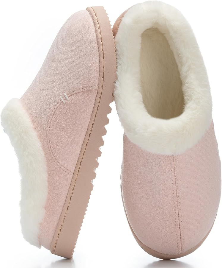 NineCiFun Women's Suede Memory Foam Slippers Plush Faux Fur Lining House Shoes with Non-Slip Sole... | Amazon (US)