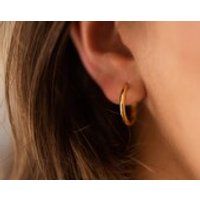 Chunky 14K Thick Gold Hoop Earring, Gold Vintage Statement Geometric Earring, Medium Hoop Earring, M | Etsy (US)