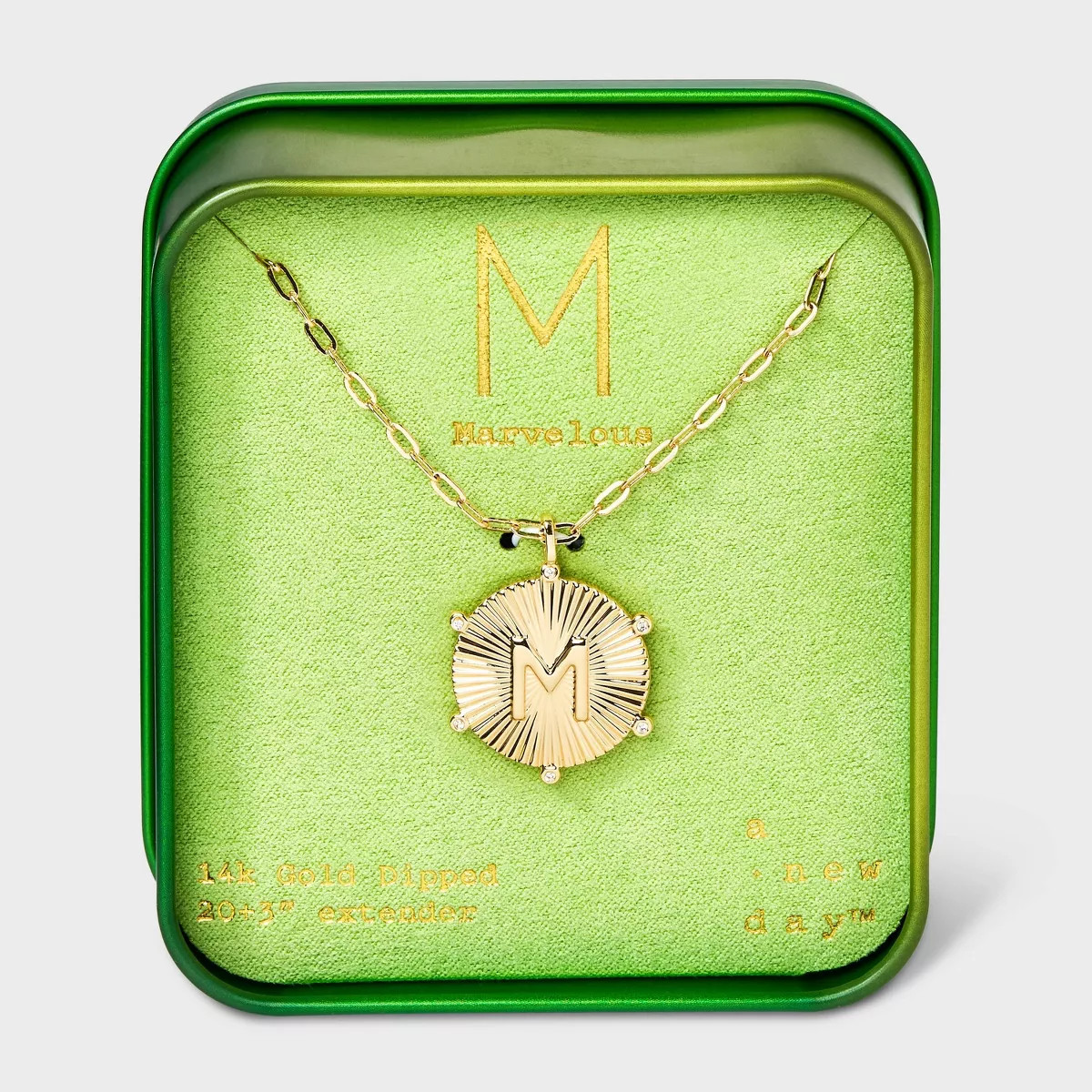 14K Gold Dipped Diamond Ray Disc Initial Pendant Necklace - A New Day™ Gold | Target