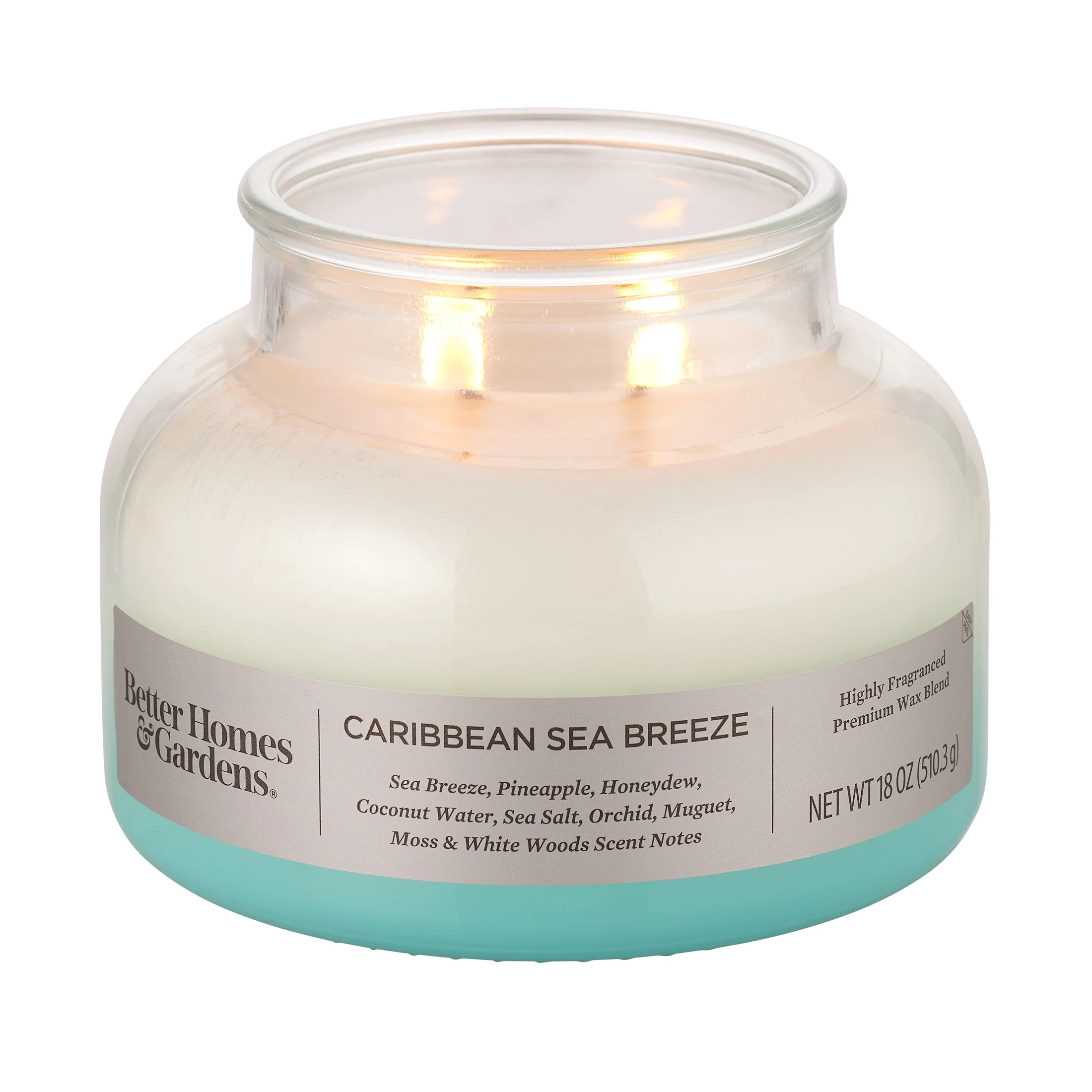 Better Homes & Gardens Caribbean Sea Breeze Scented 2-Wick 18oz Ombre Bell Jar Candle | Walmart (US)