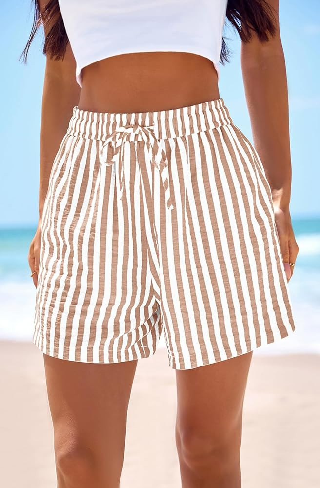 PRETTYGARDEN Elastic Waist Summer Shorts for Women Trendy 2026 Gingham Cute Pajama Bottoms Plaid ... | Amazon (US)