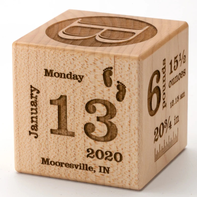 Personalized Baby Block New Baby Birth Block Personalized Baby Gift Newborn Keepsake Baby Girl Ba... | Etsy (US)