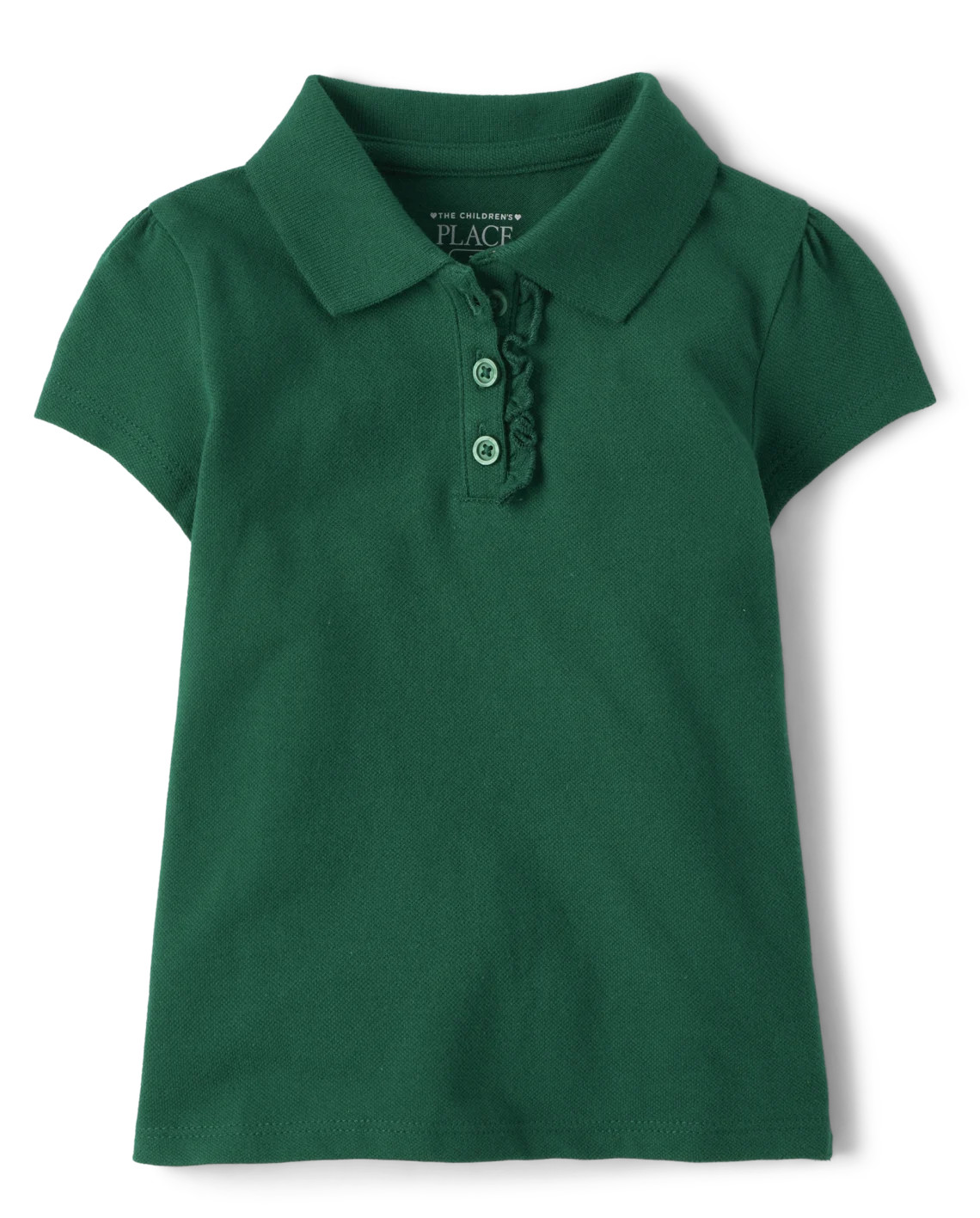 Toddler Girls Uniform Ruffle Soft Stretch Pique Polo - green | The Children's Place