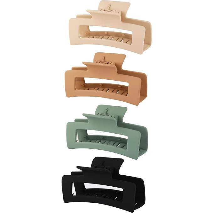 AcrossSea 4 Pack 4.3" Hair Clips for Women & Girls, Large Hair Claw Clips, Non-slip Hair Claw Cli... | Amazon (US)