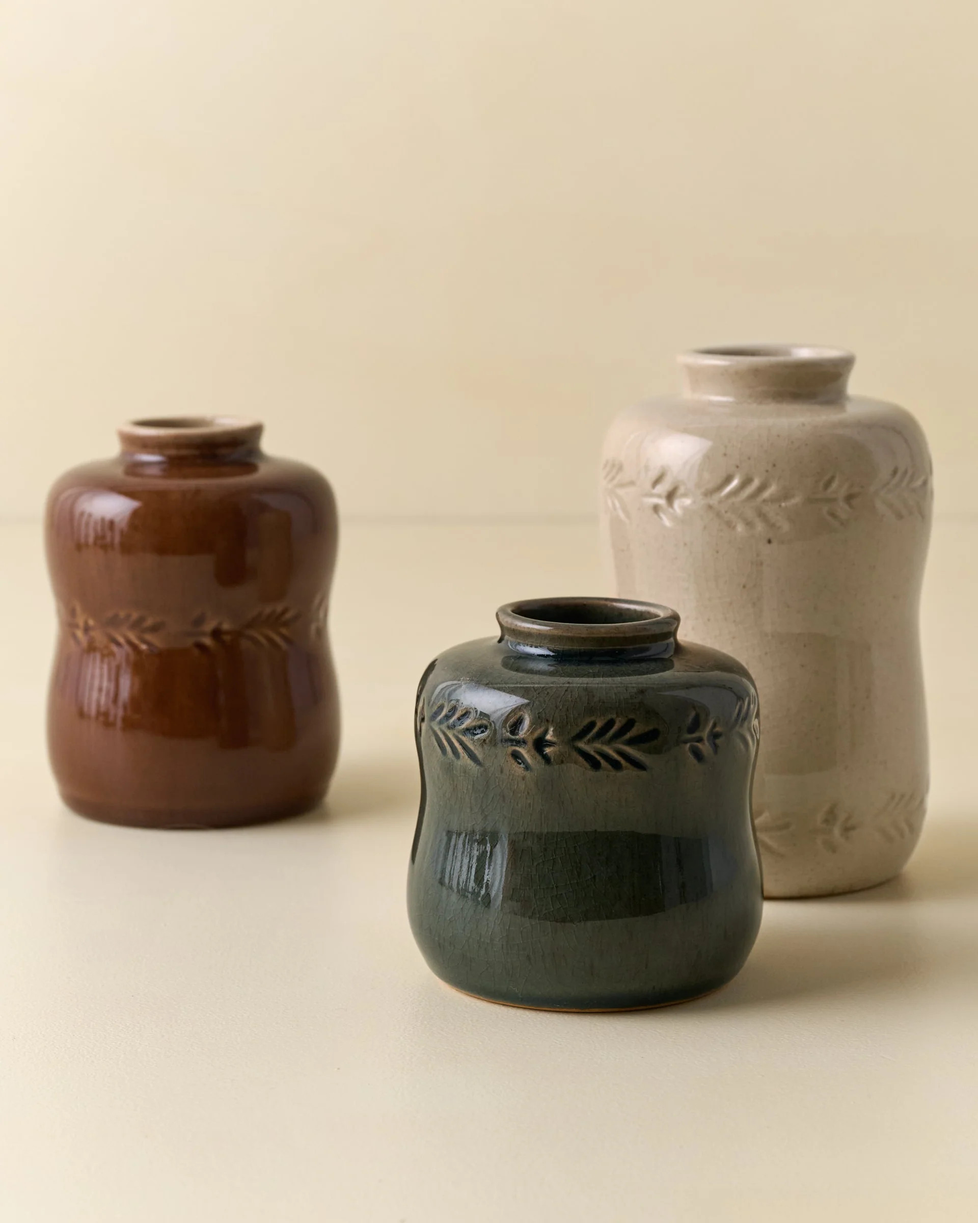 Floral Glazed Debossed Bud Vase | Magnolia