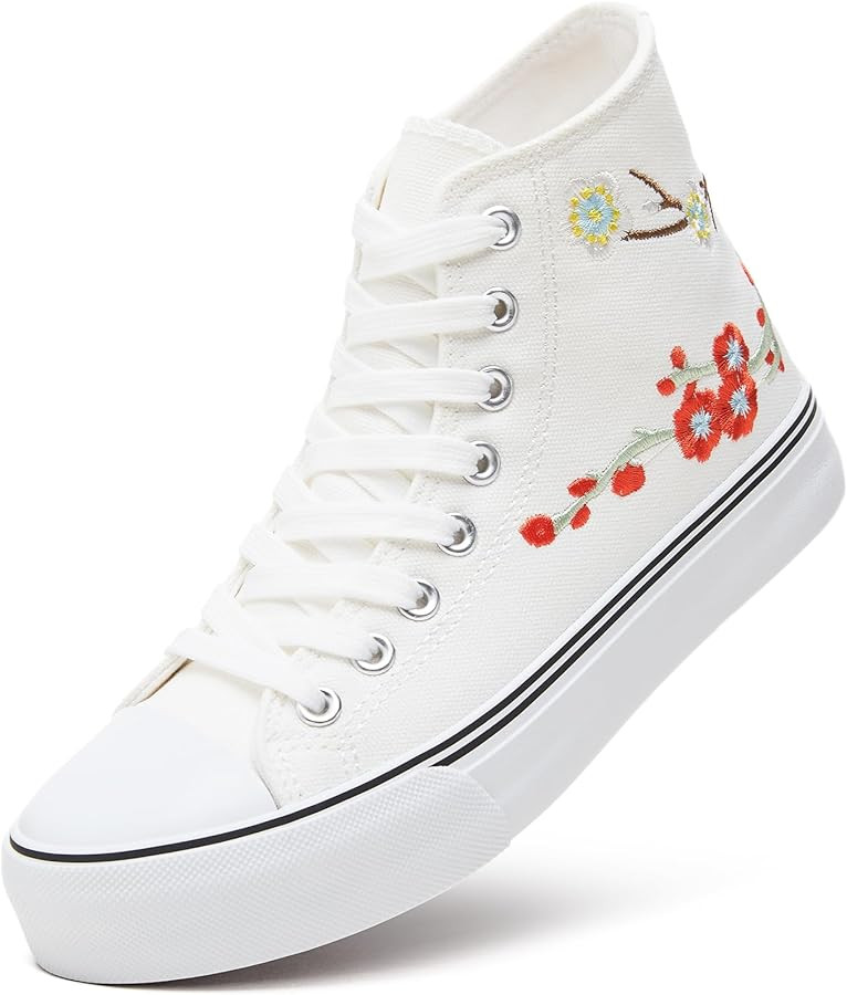 ZGR Womens High Top Canvas Sneakers,Lace-up Canvas Shoes,Casual Tennis Walking Shoes | Amazon (US)
