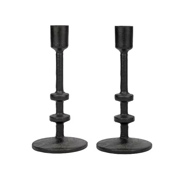 7" Candle Stick Holder Set Black - Stonebriar Collection | Target