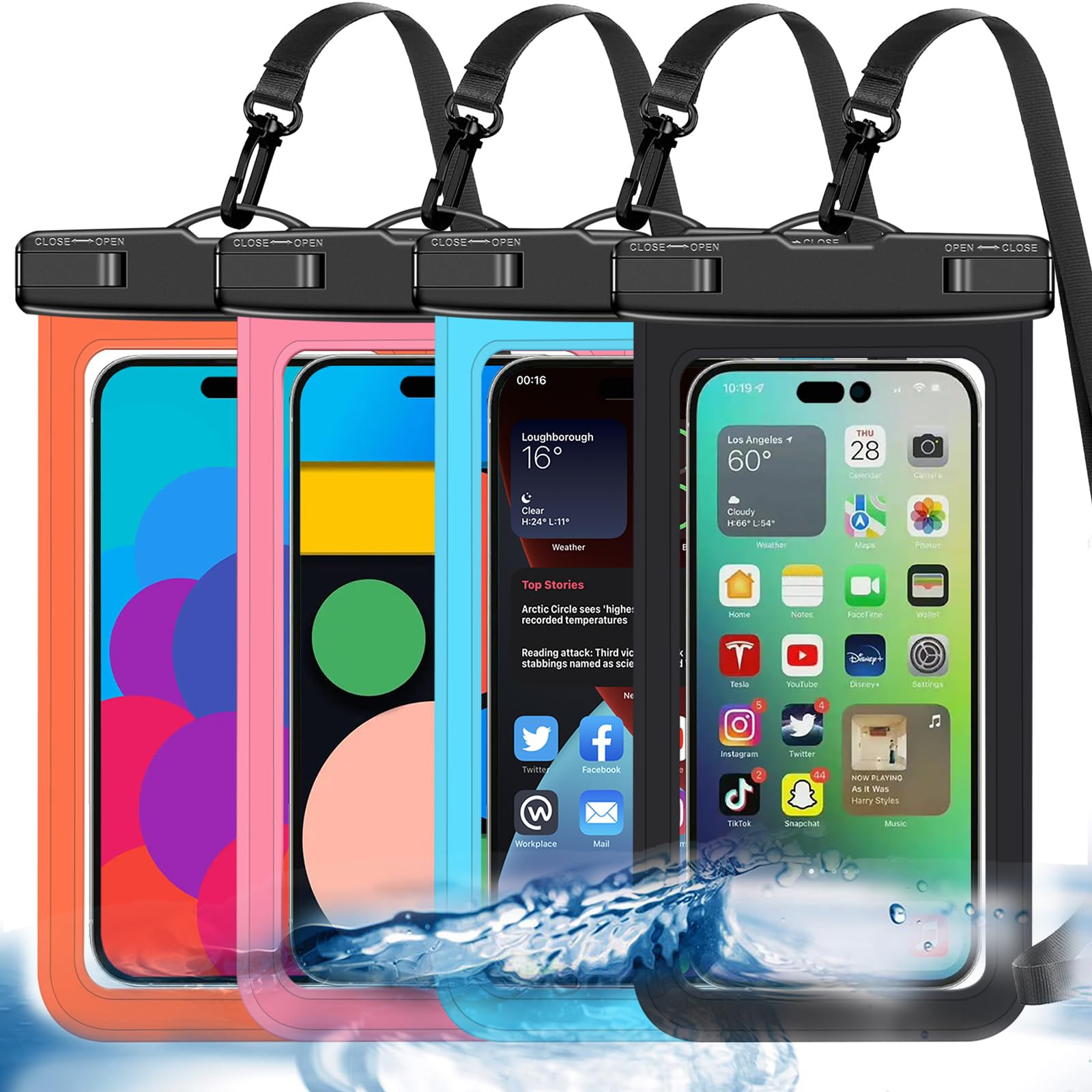 Up to 8.3" 4 Pack Multicolor Universal Waterproof Phone Pouch, Large Phone Waterproof Case Dry Ba... | Amazon (US)