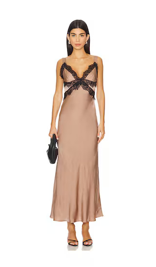 Delta Satin Midi Dress in Bronze | Revolve Clothing (Global)