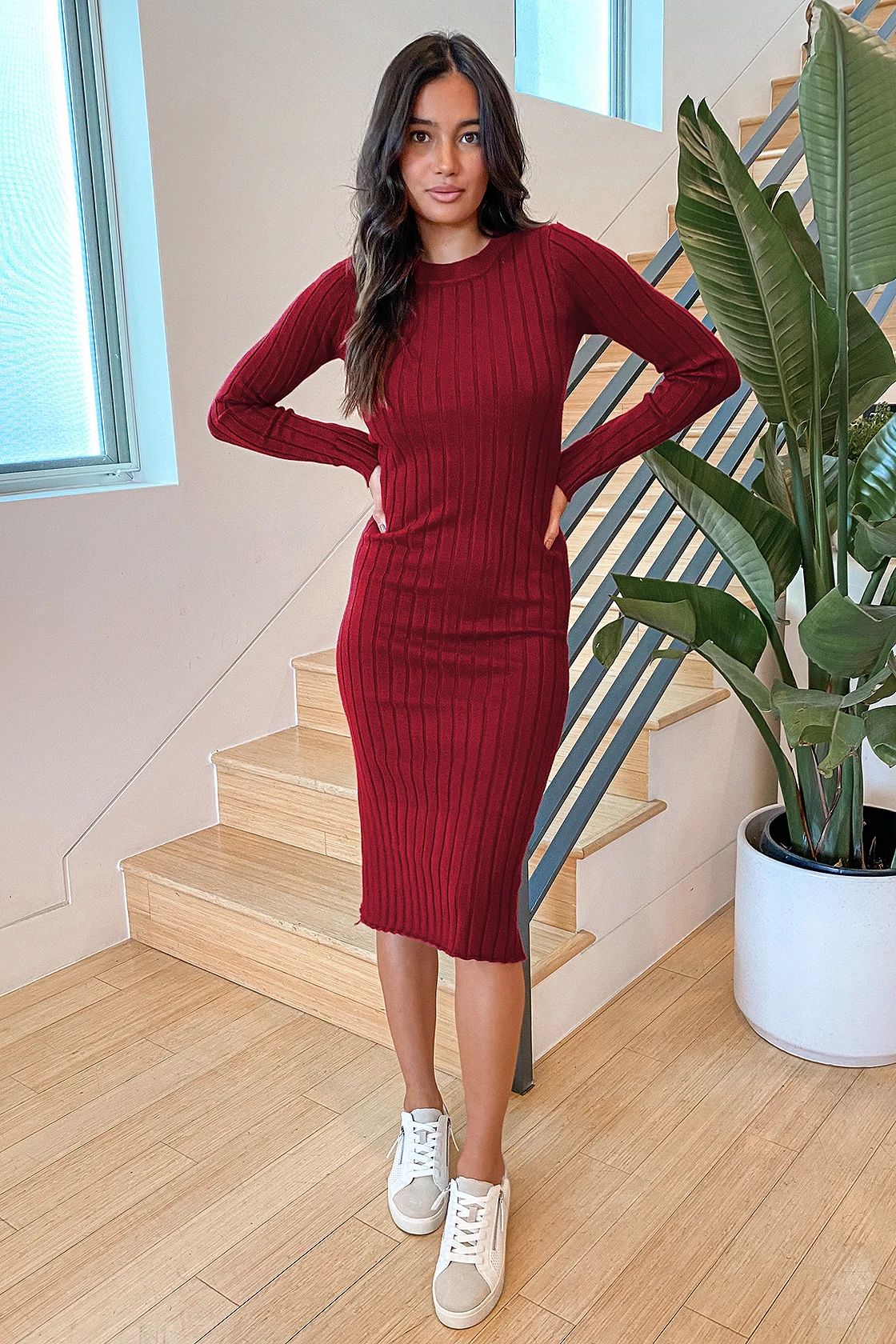 The Best Yet Burgundy Ribbed Bodycon Sweater Dress | Lulus (US)
