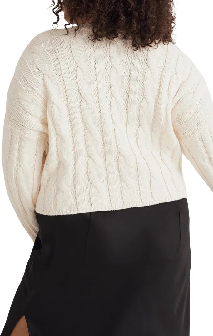 Madewell Cable Knit V-Neck Crop Sweater | Nordstrom | Nordstrom