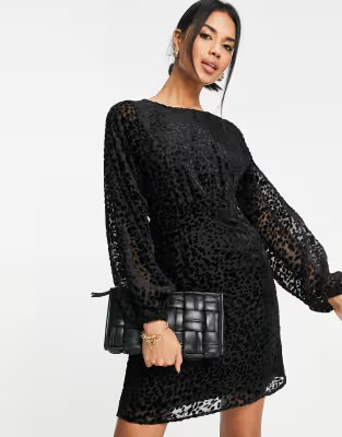 Y.A.S animal print burnout mini dress in black | ASOS (Global)