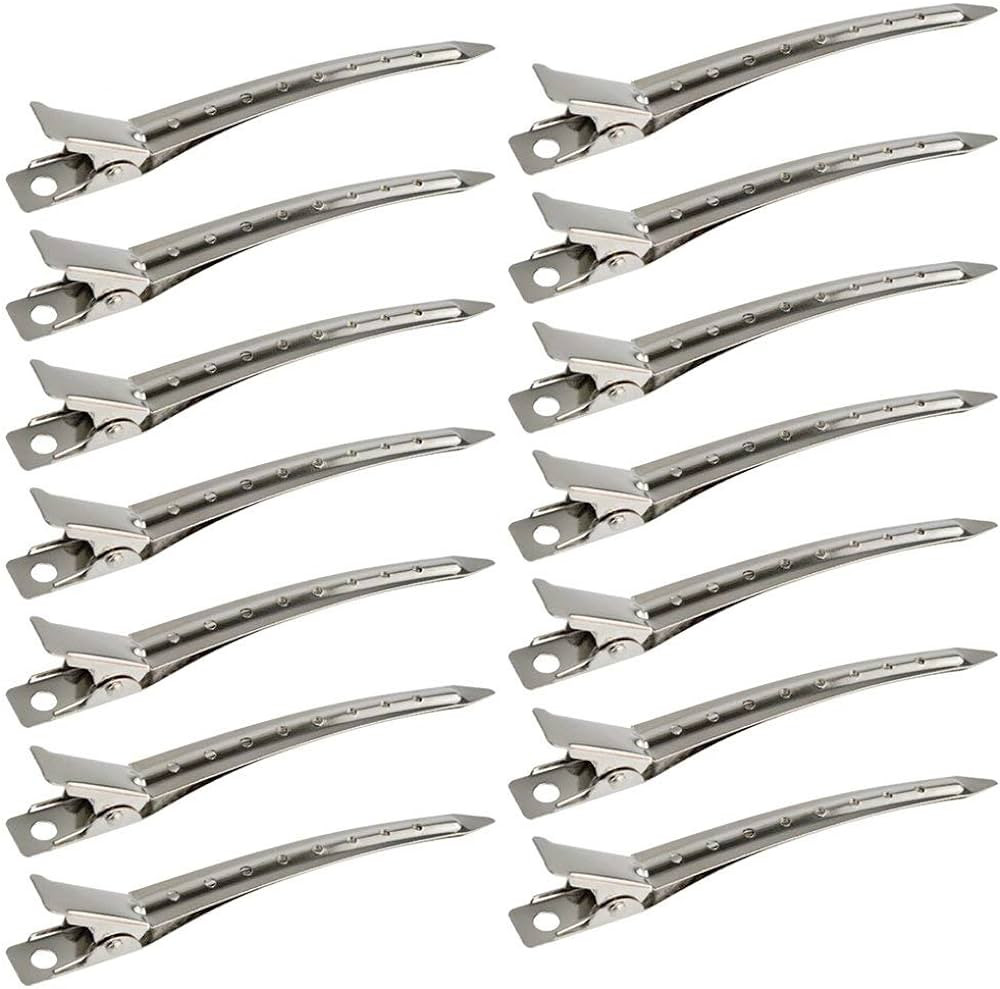 24 Packs Duck Bill Clips, Bantoye 3.5 Inches Rustproof Metal Alligator Curl Clips with Holes for ... | Amazon (US)