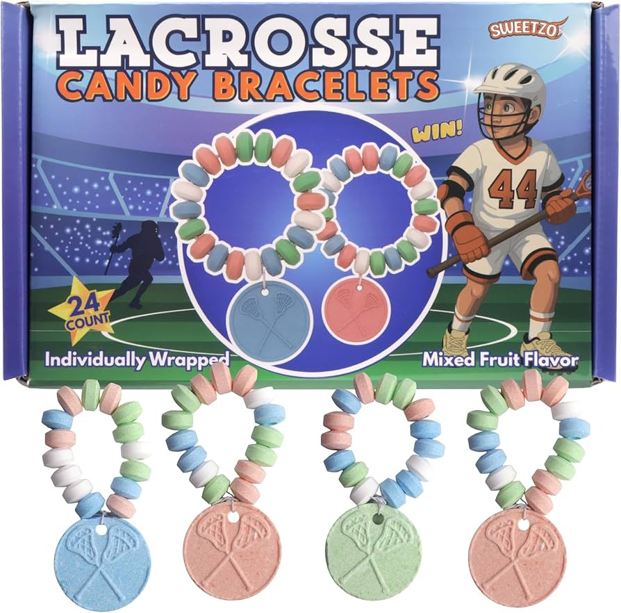 Lacrosse Candy Bracelets, Sports Themed Edible Jewelry, Team Party Favors, 24 Count, 10.16 Ounces | Amazon (US)