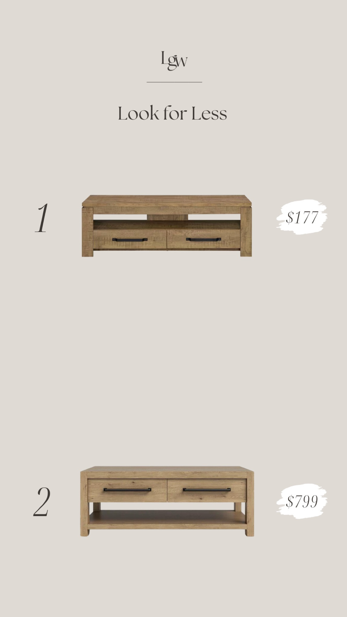Look for Less $ — wooden table/console with long black handles

#LTKStyleTip #LTKHome