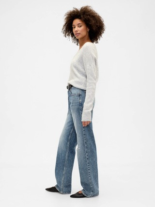 Low Slung Destructed Relaxed Straight Jeans | Gap Factory