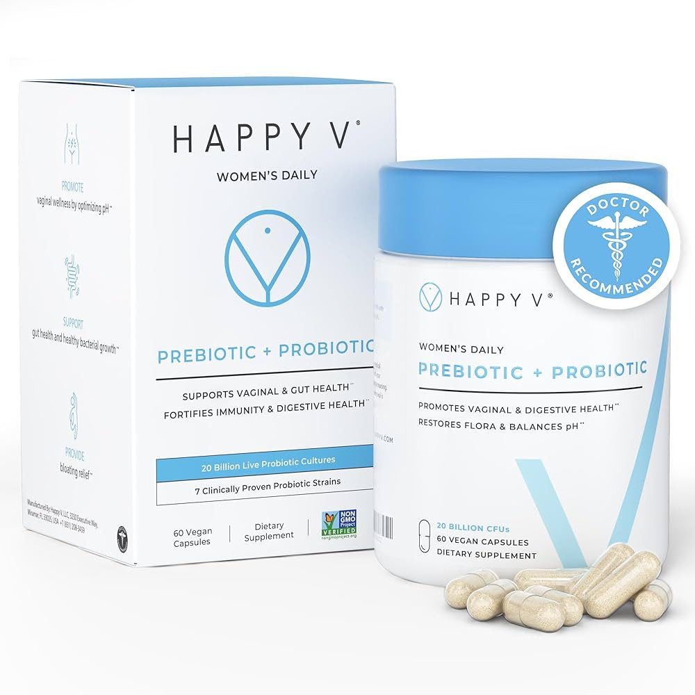Happy V Dr. Formulated Vaginal Probiotics for Women Odor & Itch Support, Urinary & Gut Health, pH... | Amazon (US)