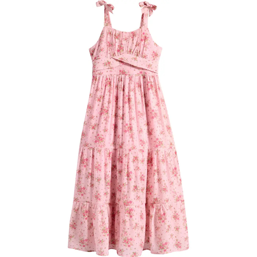 Ava & Yelly Kids' Emma Tiered Maxi Dress in Rose at Nordstrom, Size 7 | Nordstrom